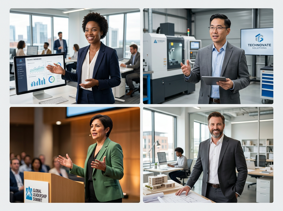 Four AI Presenters and Business Spokespersons